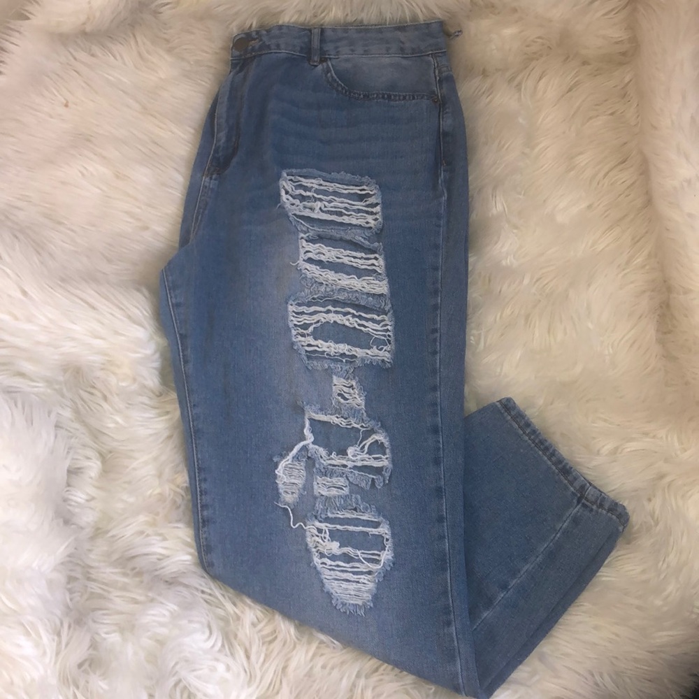 Ripped blue jeans